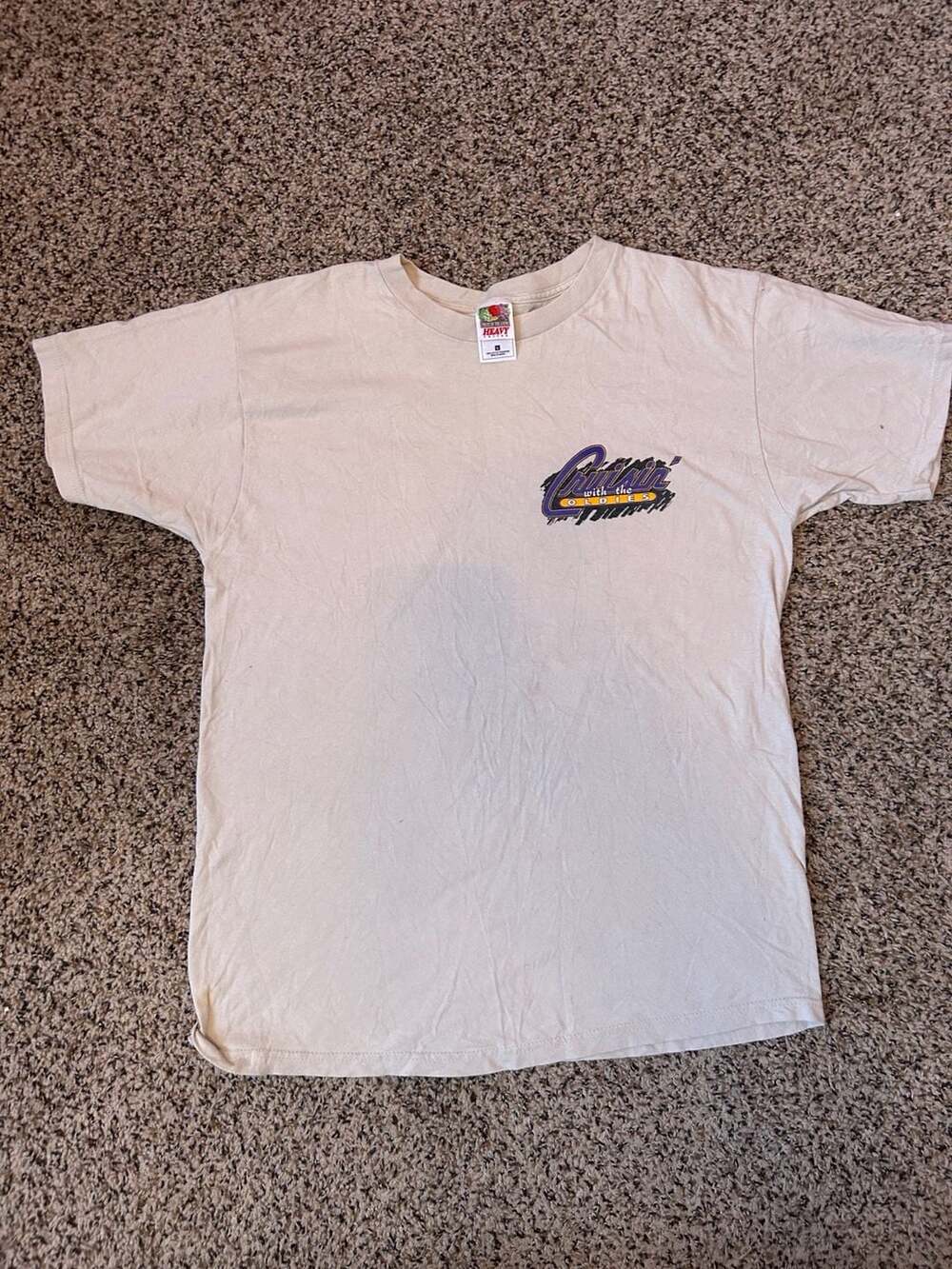 Fruit of the Loom Cruisin With The Oldies T-Shirt Size L Beige Graphic Tee